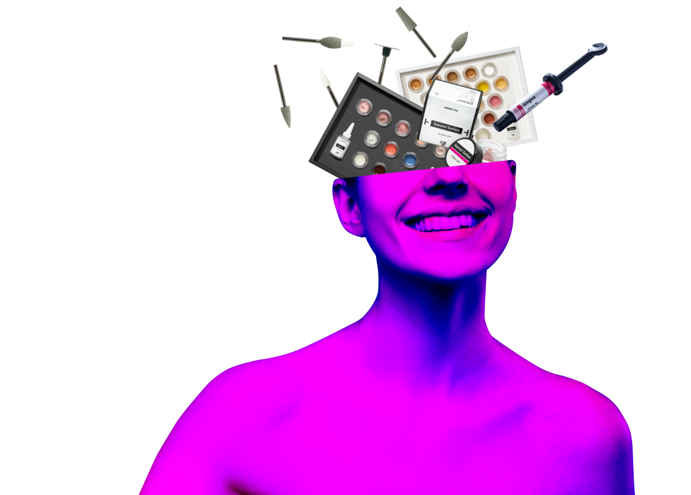 A digital collage illustration to highlight creativity, colour use and how the brand can be playful as well as exert a strong presence.