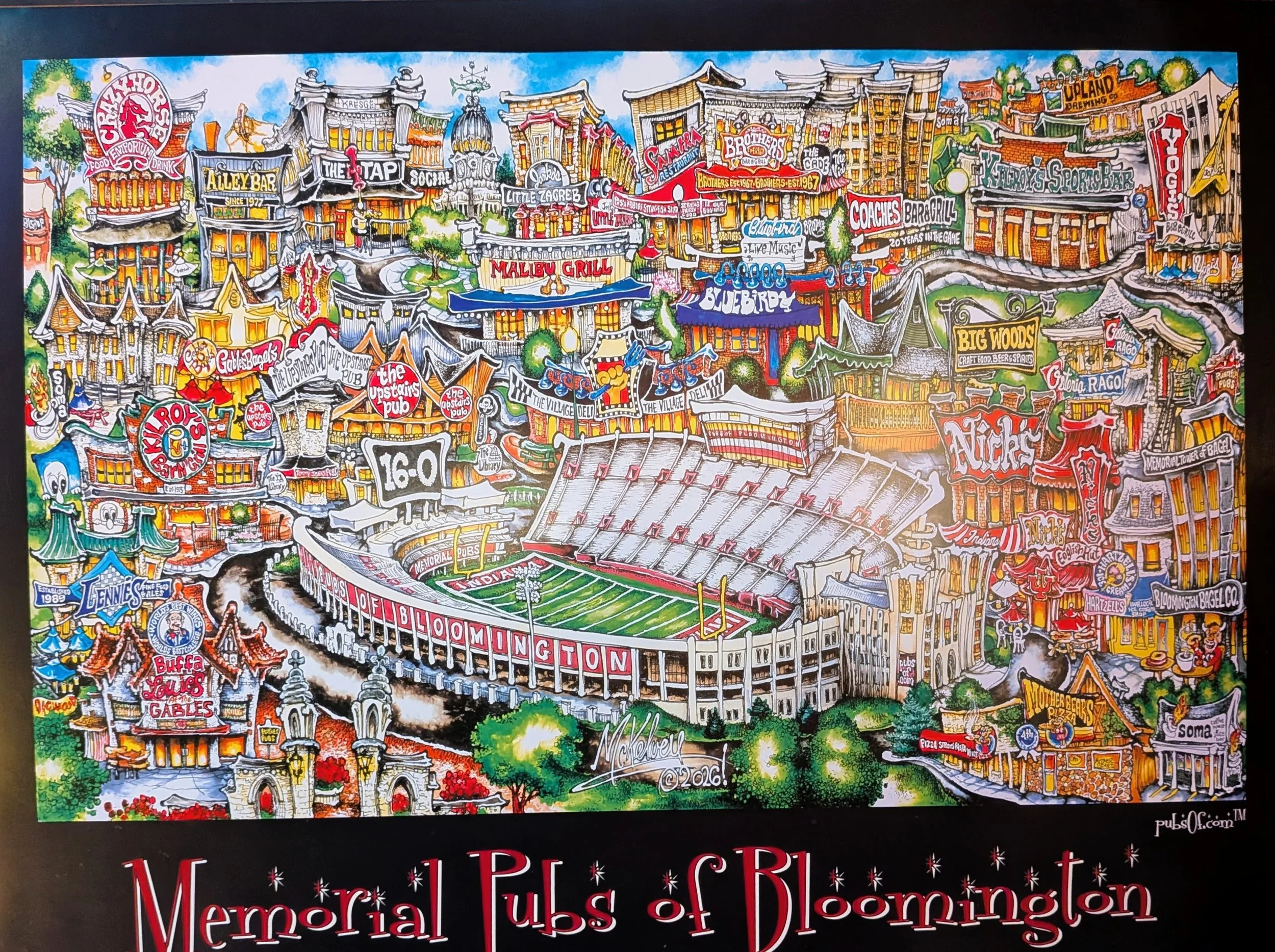 Memorial Pubs of Bloomington Poster (Black Border)