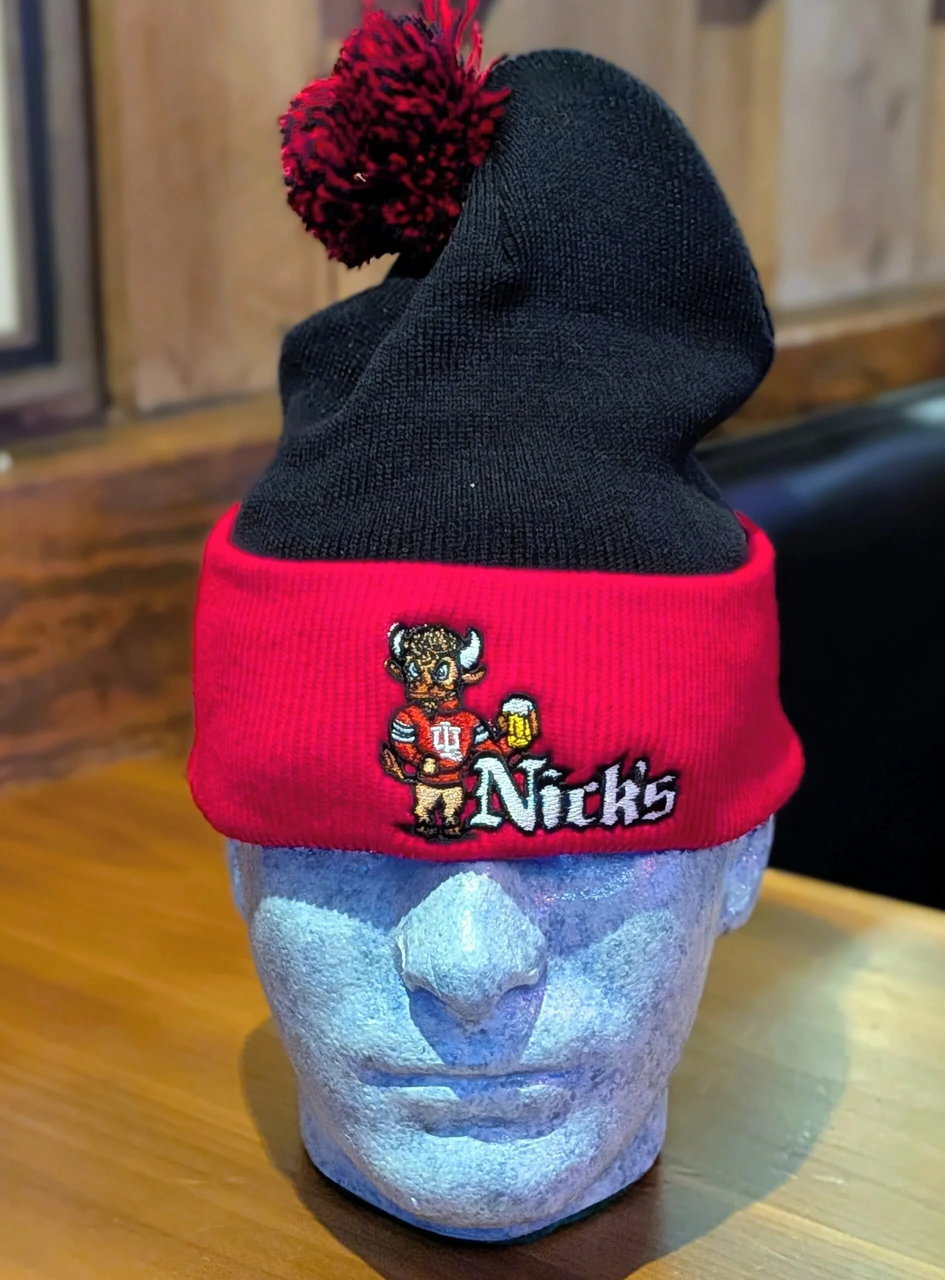 Nick’s Knit Hat – Crimson & Black
