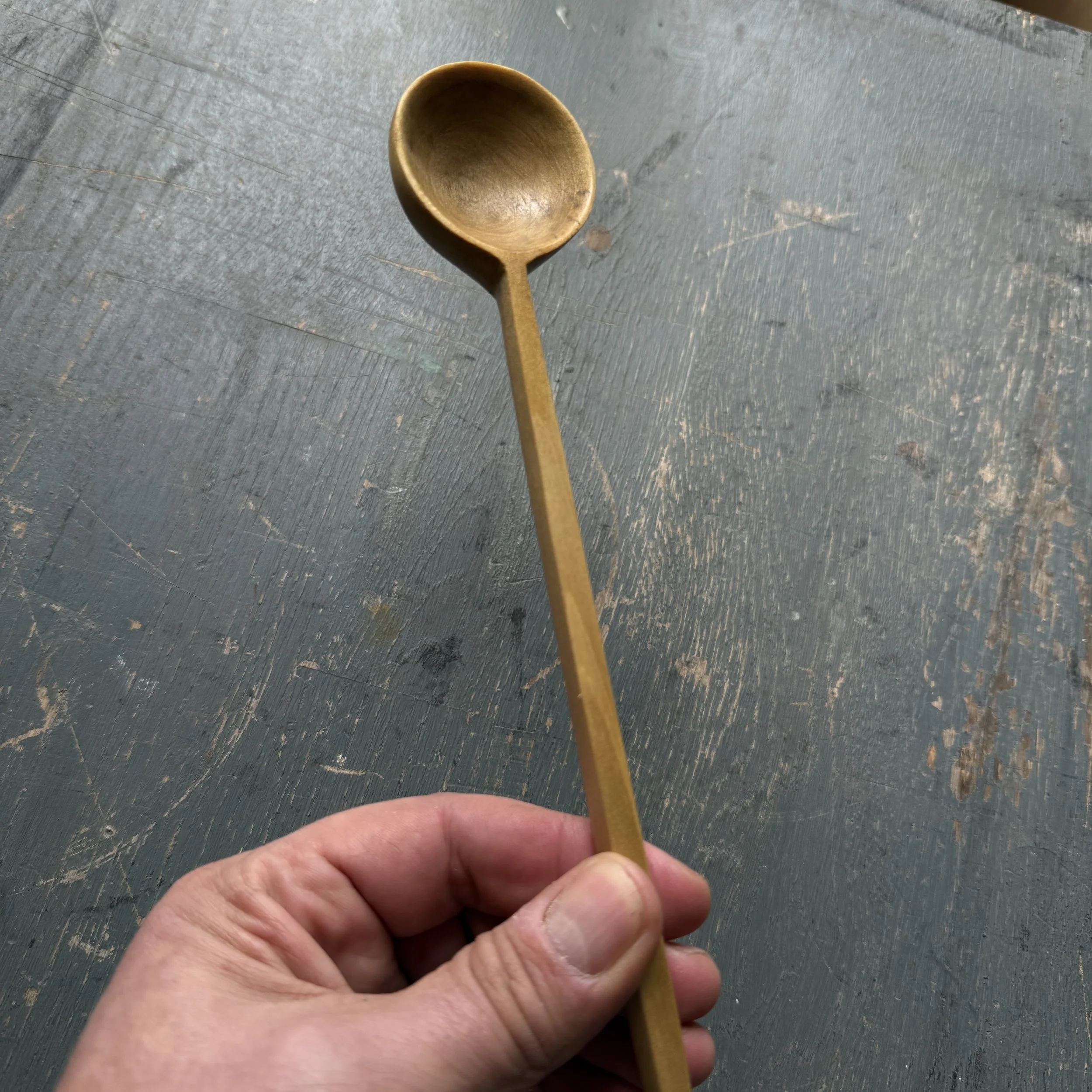 Hand Carved Long Tulipwood Condiment Spoon | Handmade wooden spoon UK