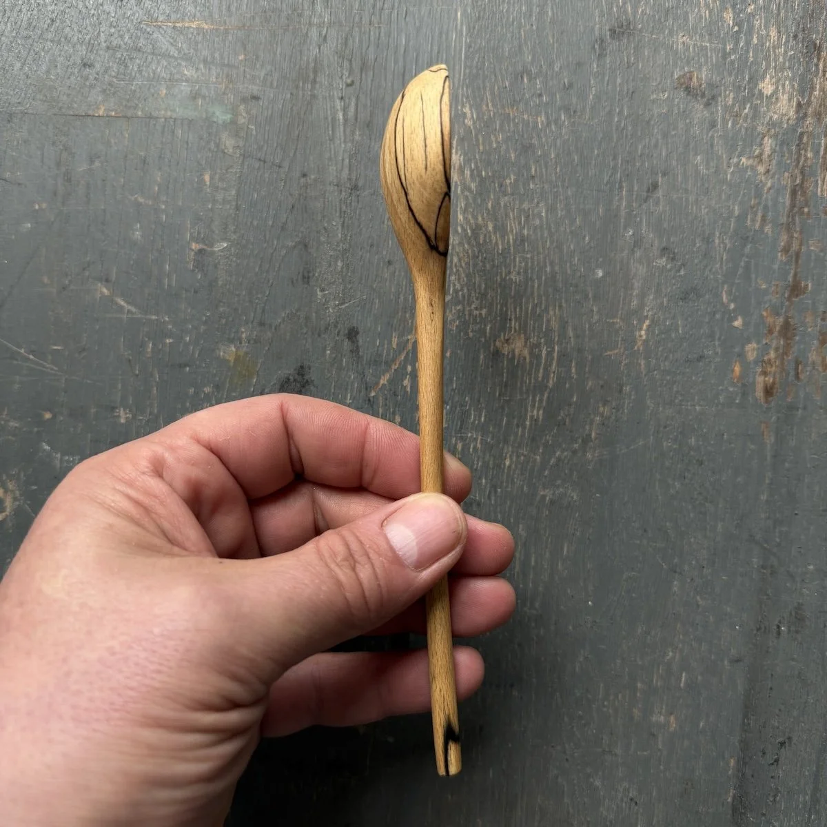 Hand Carved Spalted Beech Tea Spoon made from fallen wood and finished with natural walnut oil | Hand Carved Wooden Spoons UK