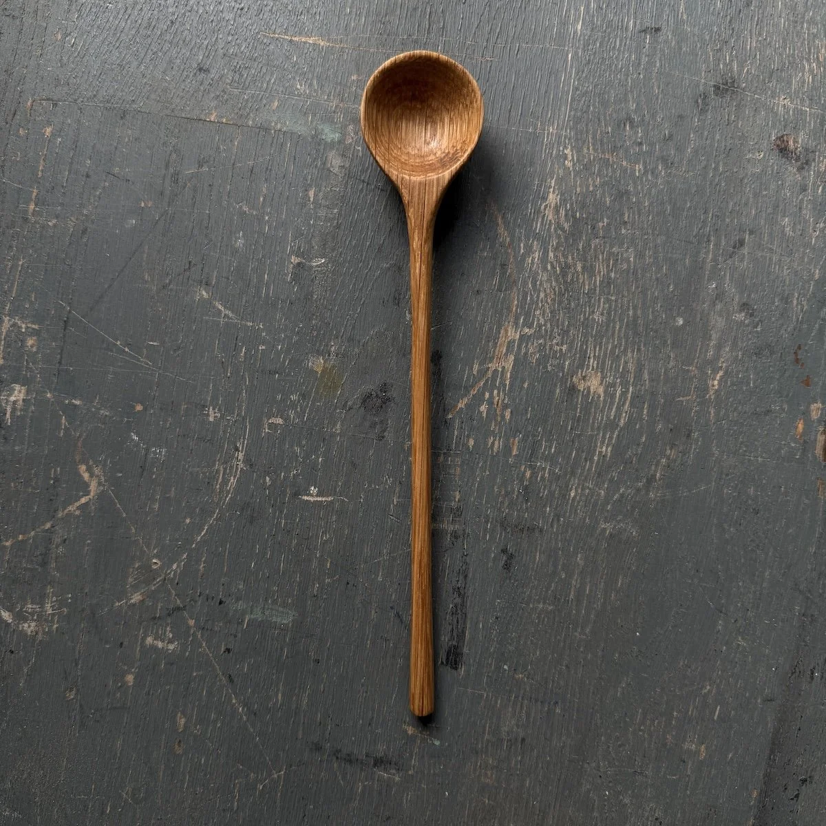 Hand Carved Oak Long Handled Spice Spoon made from recycled oak | Hand Carved Wooden Spoons UK