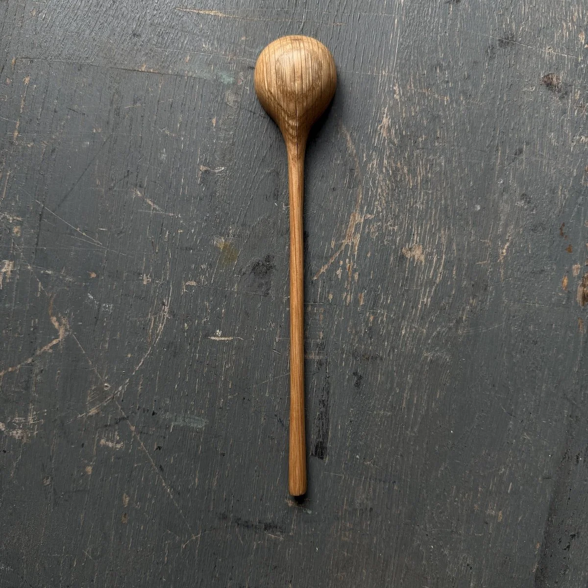 Hand Carved Oak Long Handled Spice Spoon made from recycled oak | Hand Carved Wooden Spoons UK