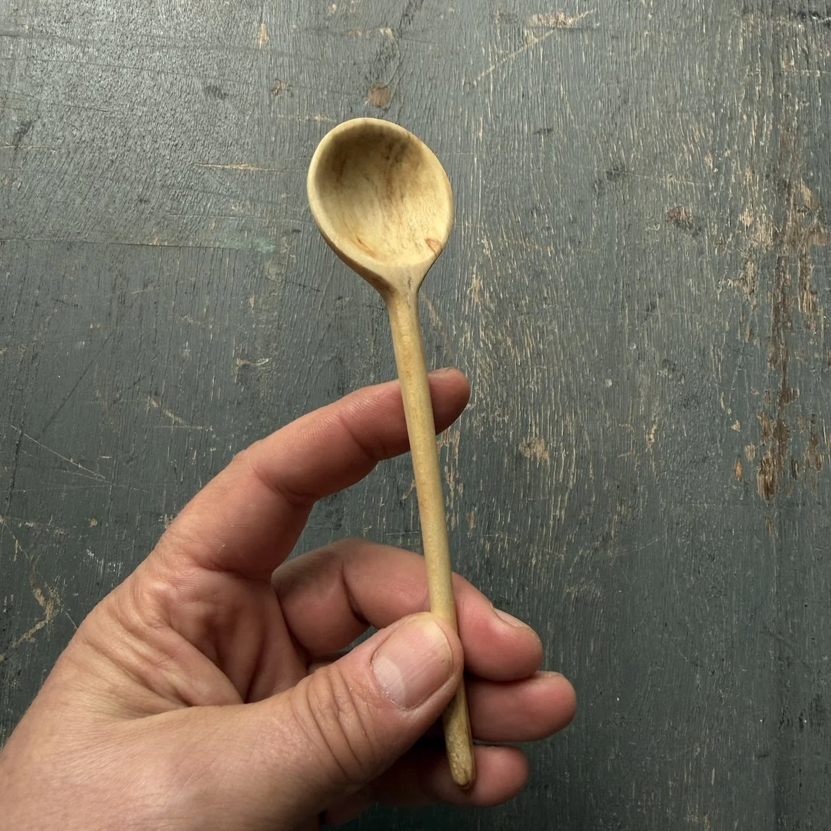 Hand Carved Spalted Beech Tea Spoon made from fallen wood and finished with natural walnut oil | Hand Carved Wooden Spoons UK
