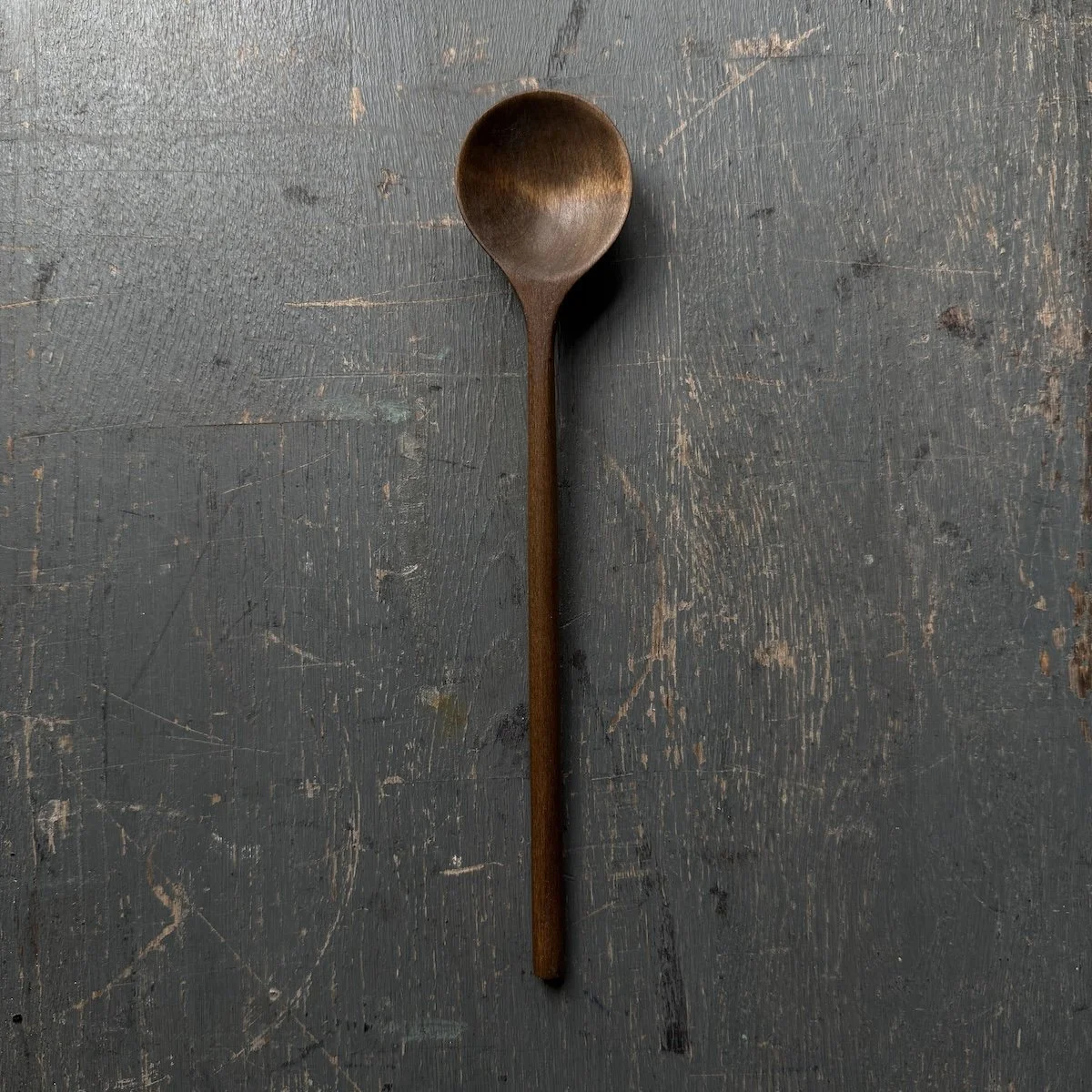 Long Handled Ebonised Tulipwood Condiment Spoon | Hand Carved Wooden Spoon UK