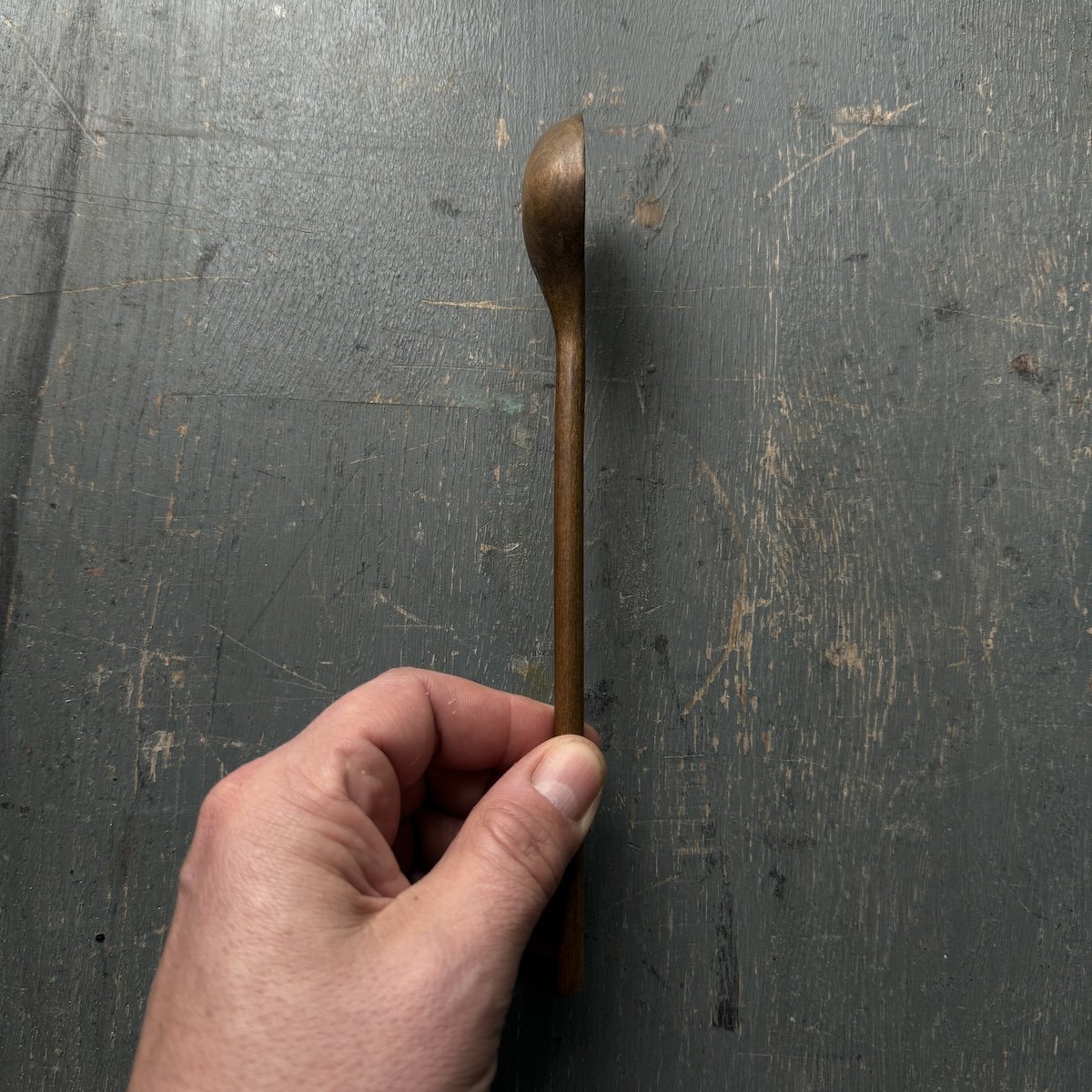Long Handled Ebonised Tulipwood Condiment Spoon | Hand Carved Wooden Spoon UK