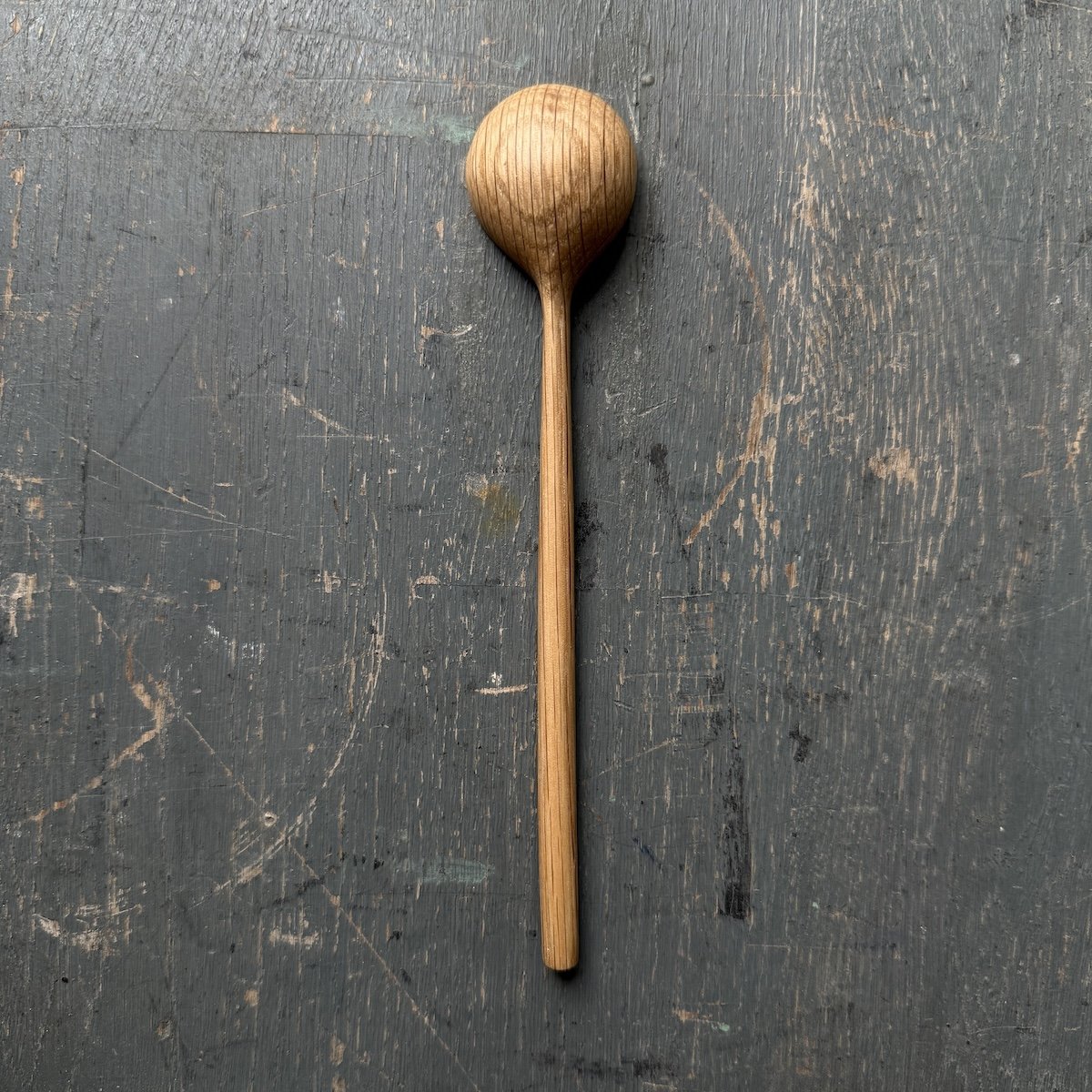 Oak Long Handled Teaspoon made with recycled oak | Hand Carved Wooden Spoon UK