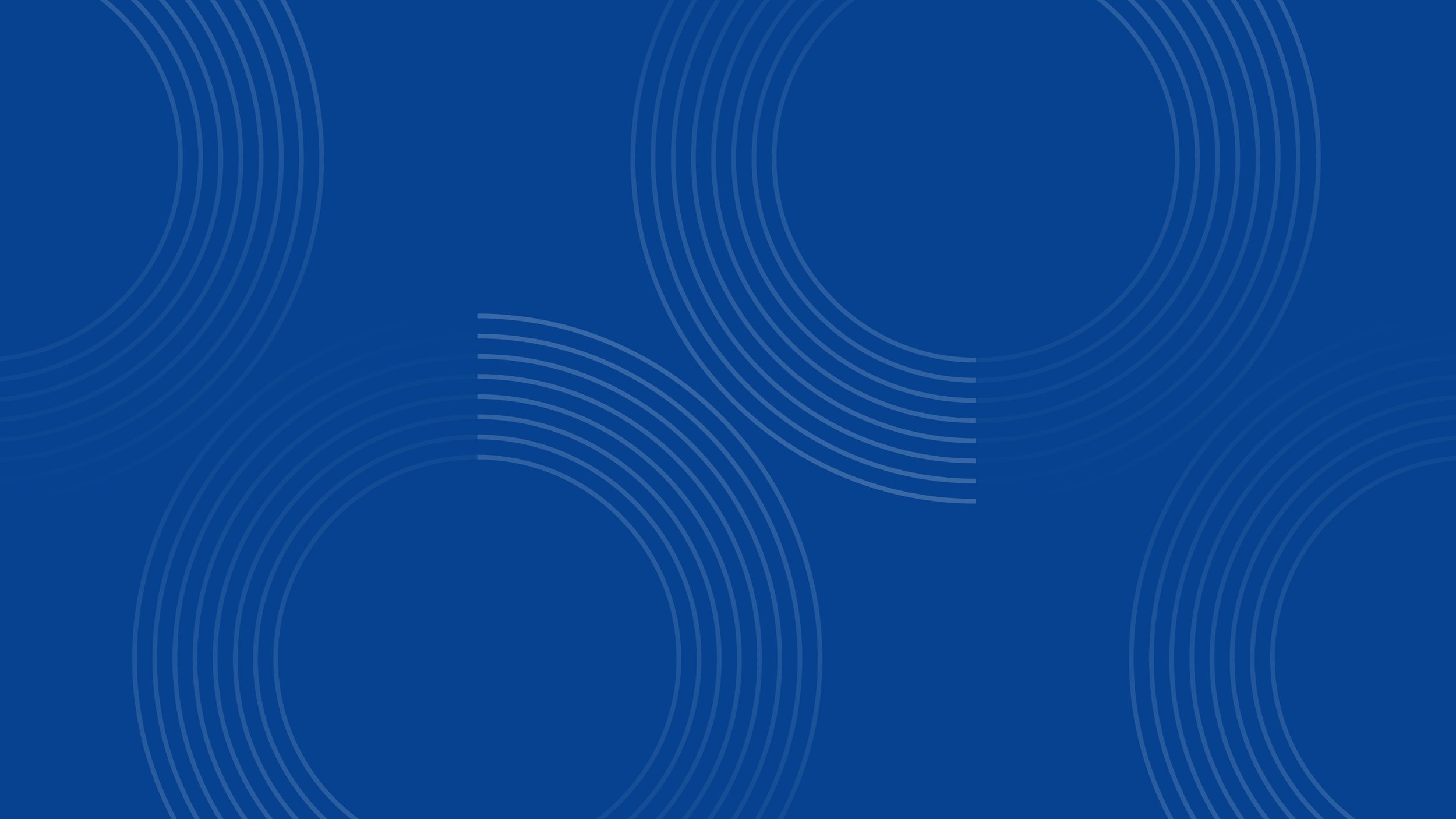 Blue background with overlapping semi-circles and concentric circular patterns in light blue.