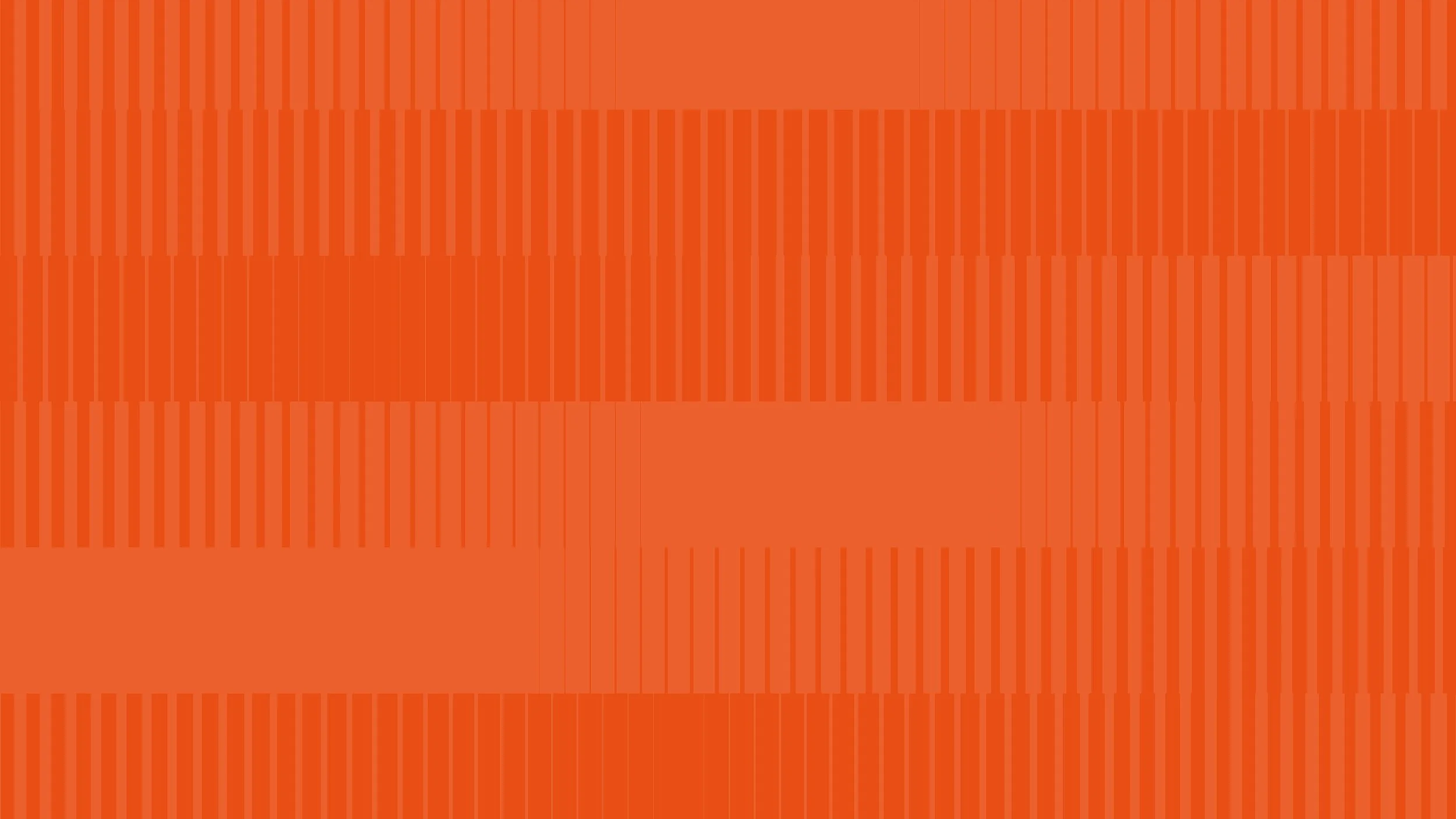 An abstract pattern of orange and red vertical stripes with some horizontal bands.