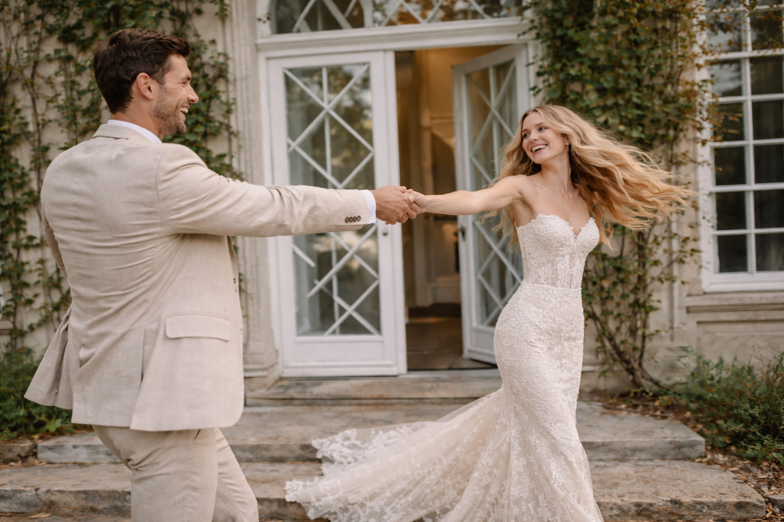 Tanzendes Brautpaar Landhochzeit