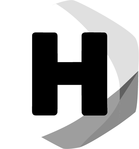 ARPA H logo with H in center in black and white.