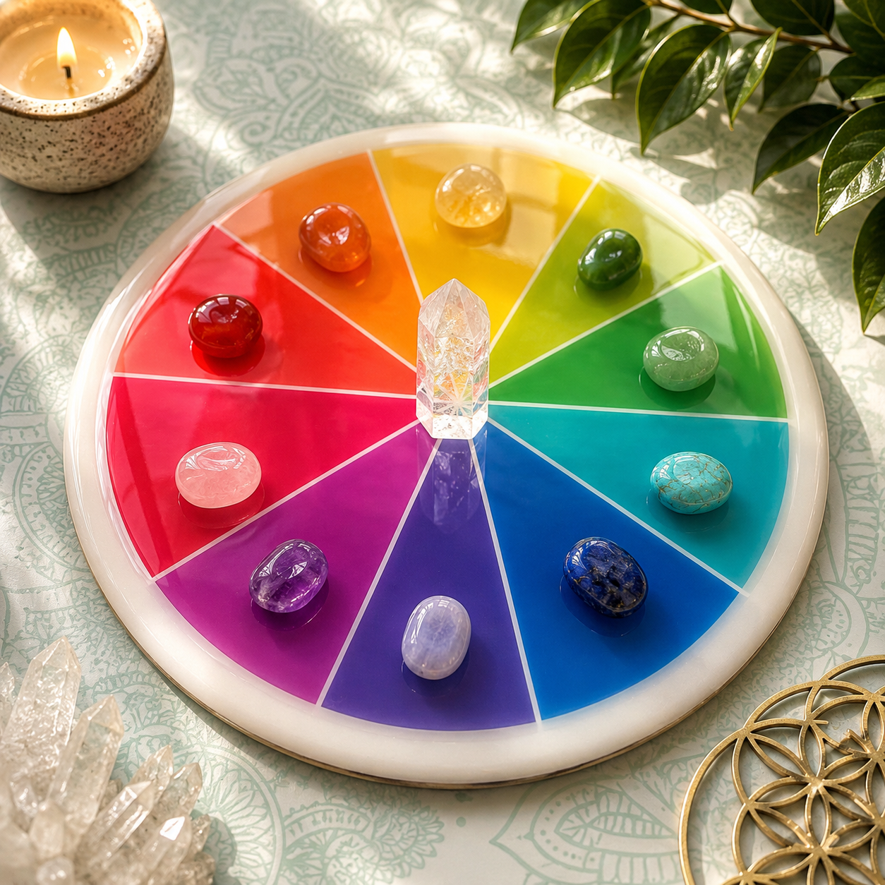 Color Wheel Mandala Ritual Tray