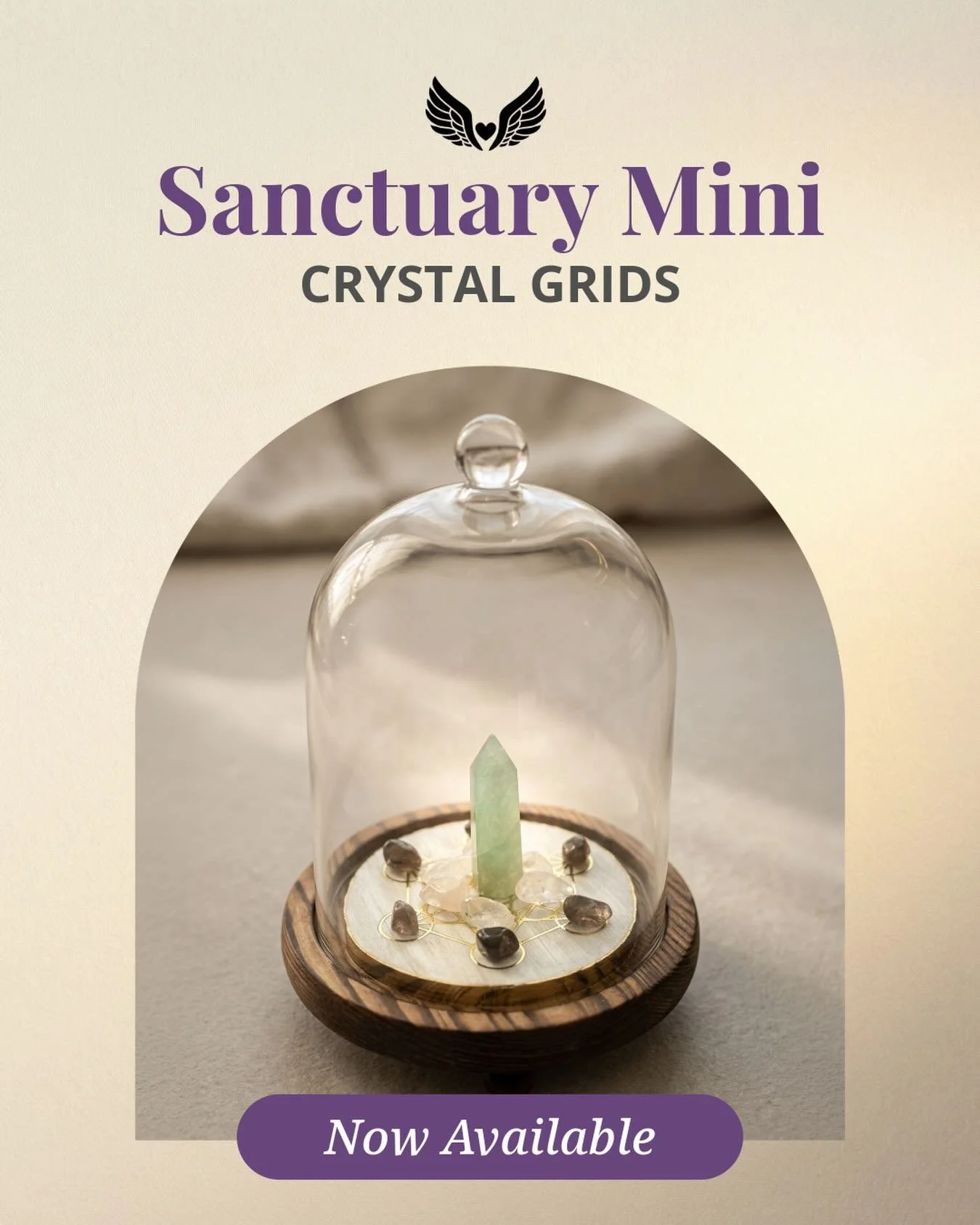 The Minis are here &mdash; six intentional crystal grids designed to bring clarity, grounding, and beauty into your everyday rituals.
Hand-poured resin. Real crystals. Sacred geometry.
Small enough to fit anywhere. Powerful enough to shift everything