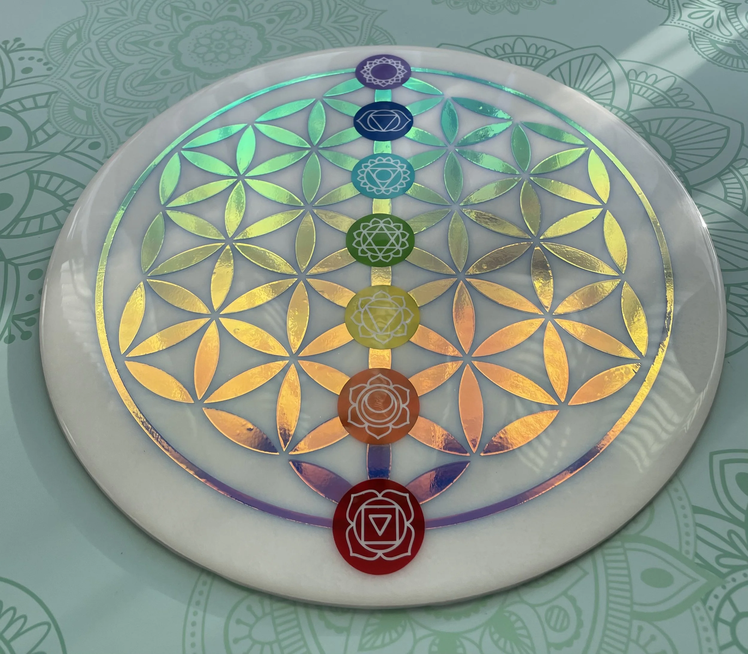 Seed of Life Crystal Grid – Resin on Wood (12 in)