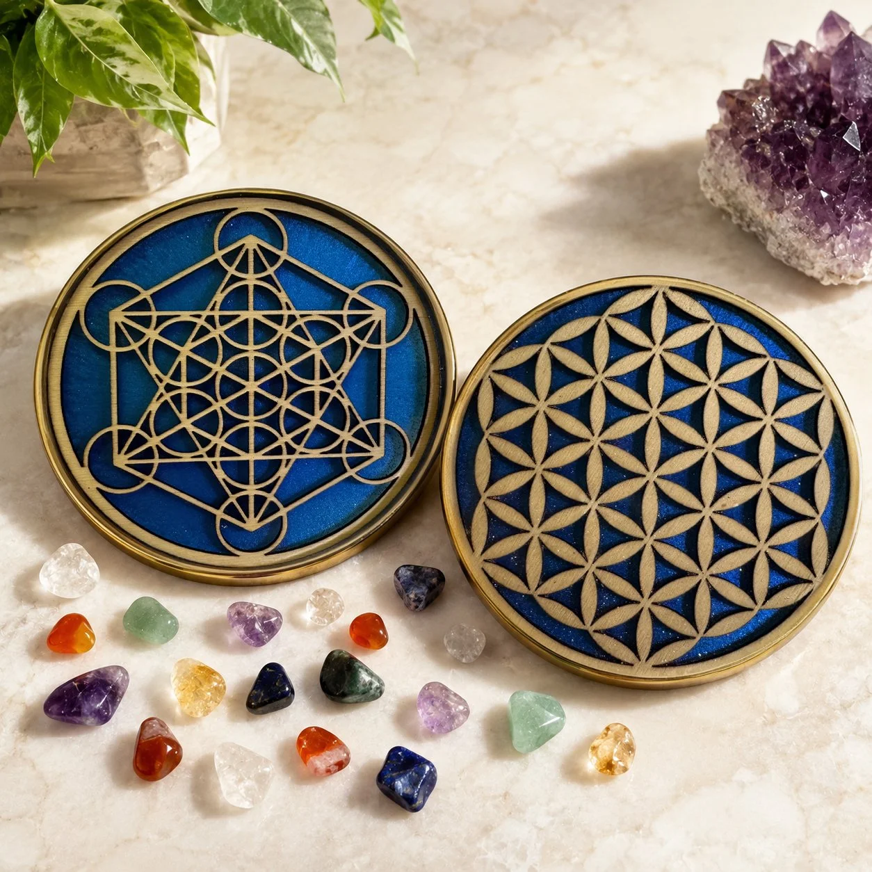 Flower of Life & Metatron Resin Coasters