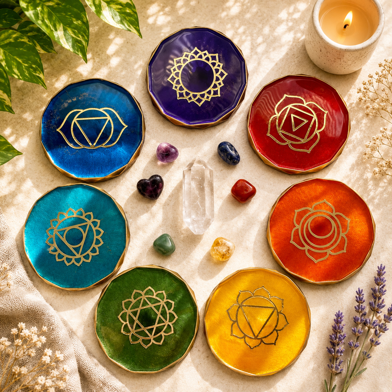 Chakra Symbol Resin Coasters