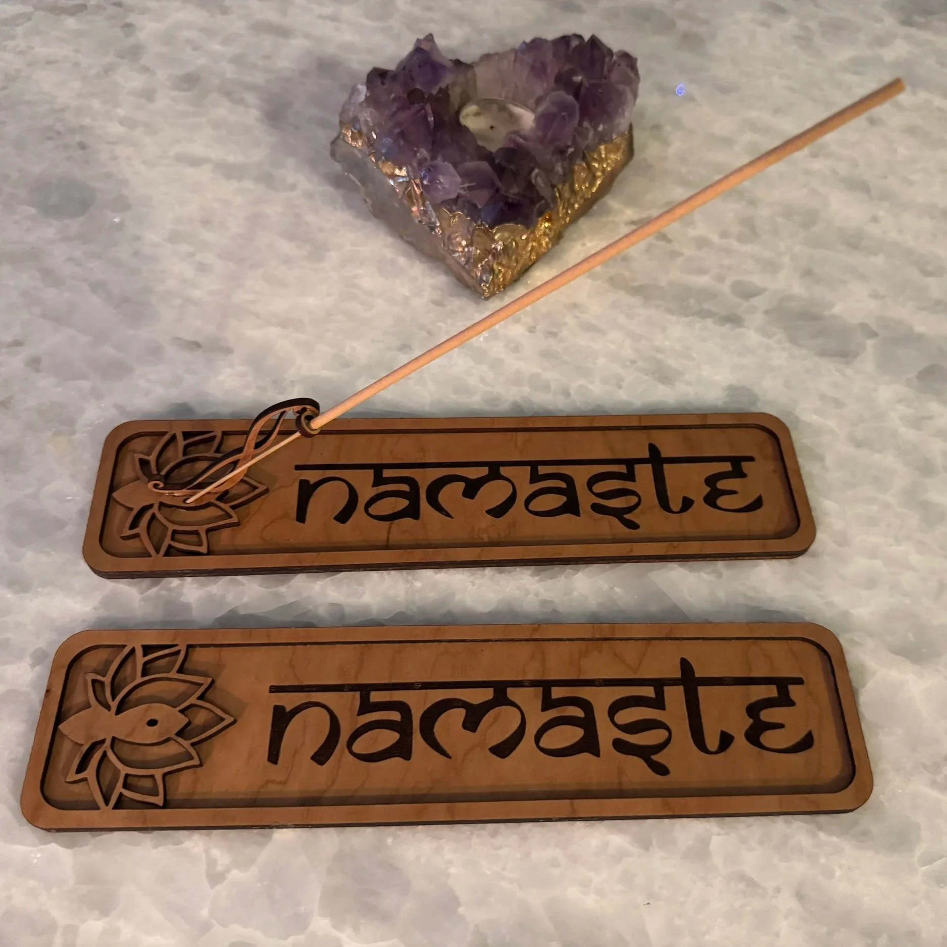 Namaste Wooden Incense Holder – Laser-Cut Decor & Mindful Gift