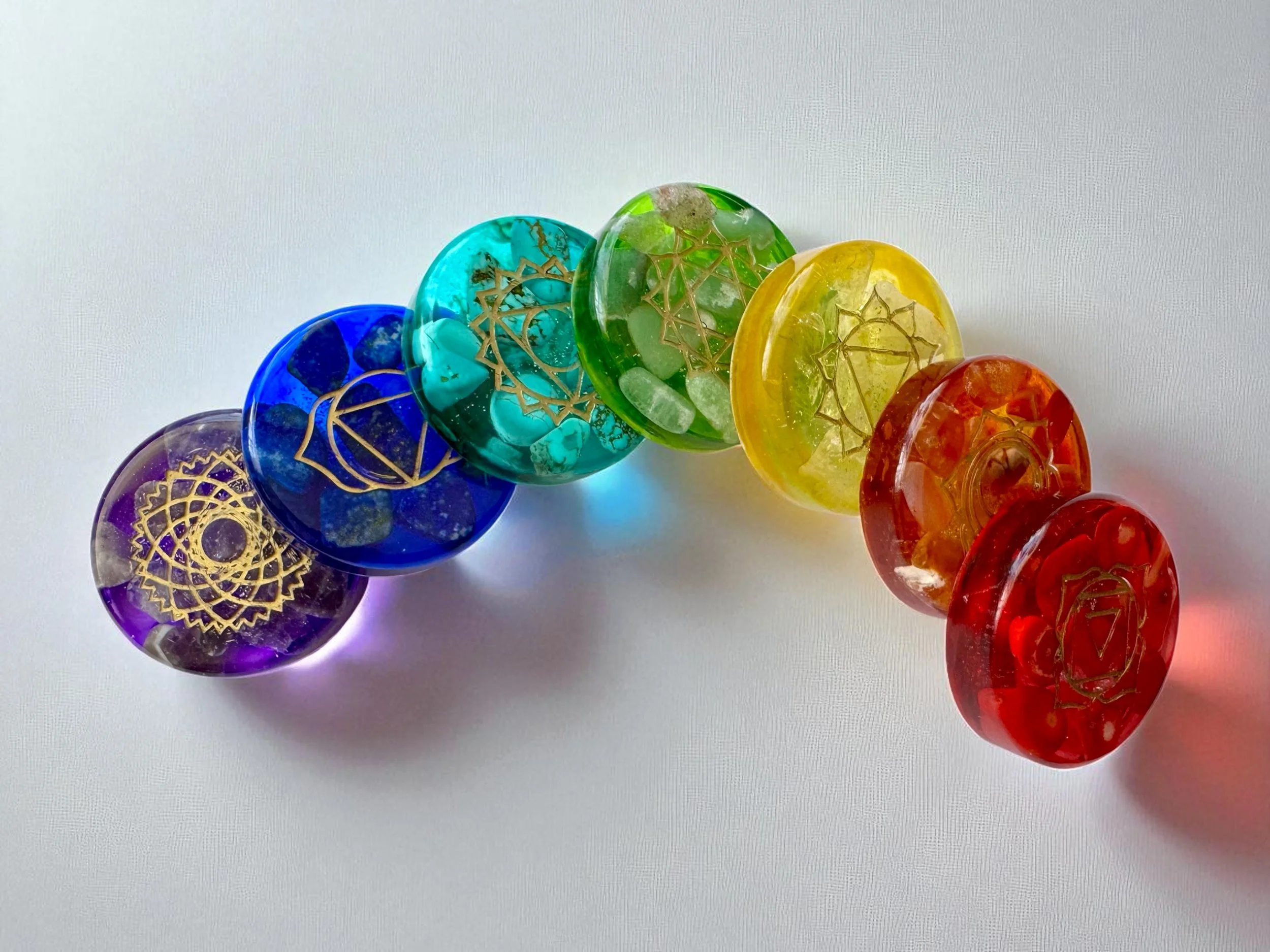 Handmade Resin Chakra Stones – 7-Piece Healing Set for Meditation & Energy Work