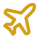 Outline of an airplane in gold color.