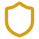 A shield icon with a gold outline.