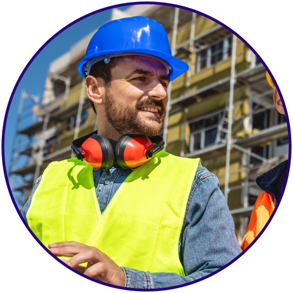 Confident construction site manager on a construction project.