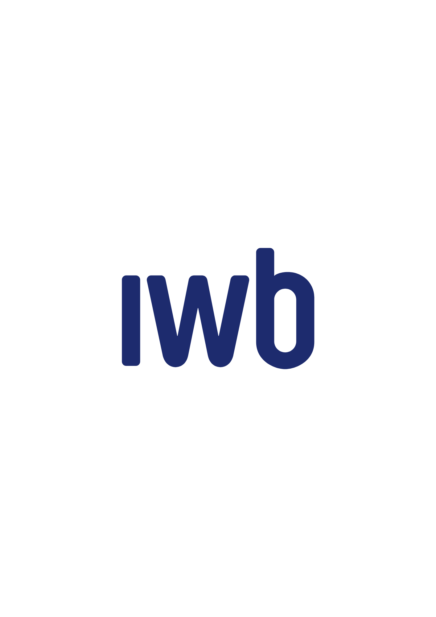 Das Bild zeigt die Buchstaben 'iwb' in blauer Schriftart auf weißem Hintergrund.