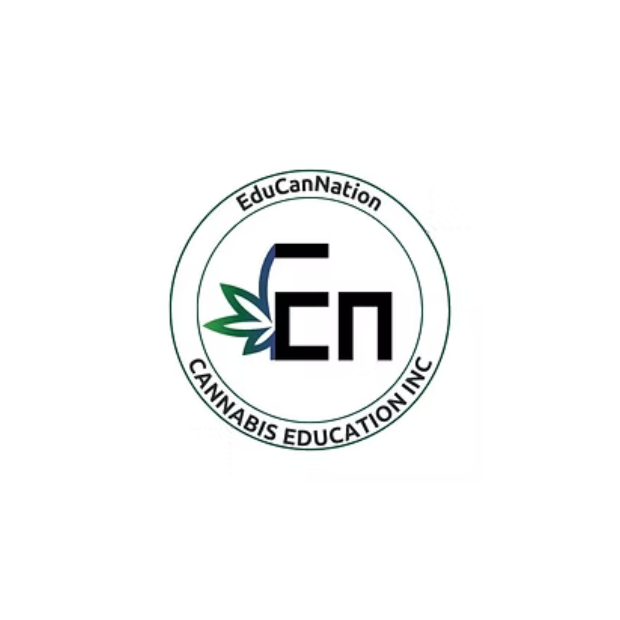 Logo of EduCanNation, a cannabis education organization, featuring a stylized cannabis leaf, the initials 'EcN', and the organization name encircling the design.