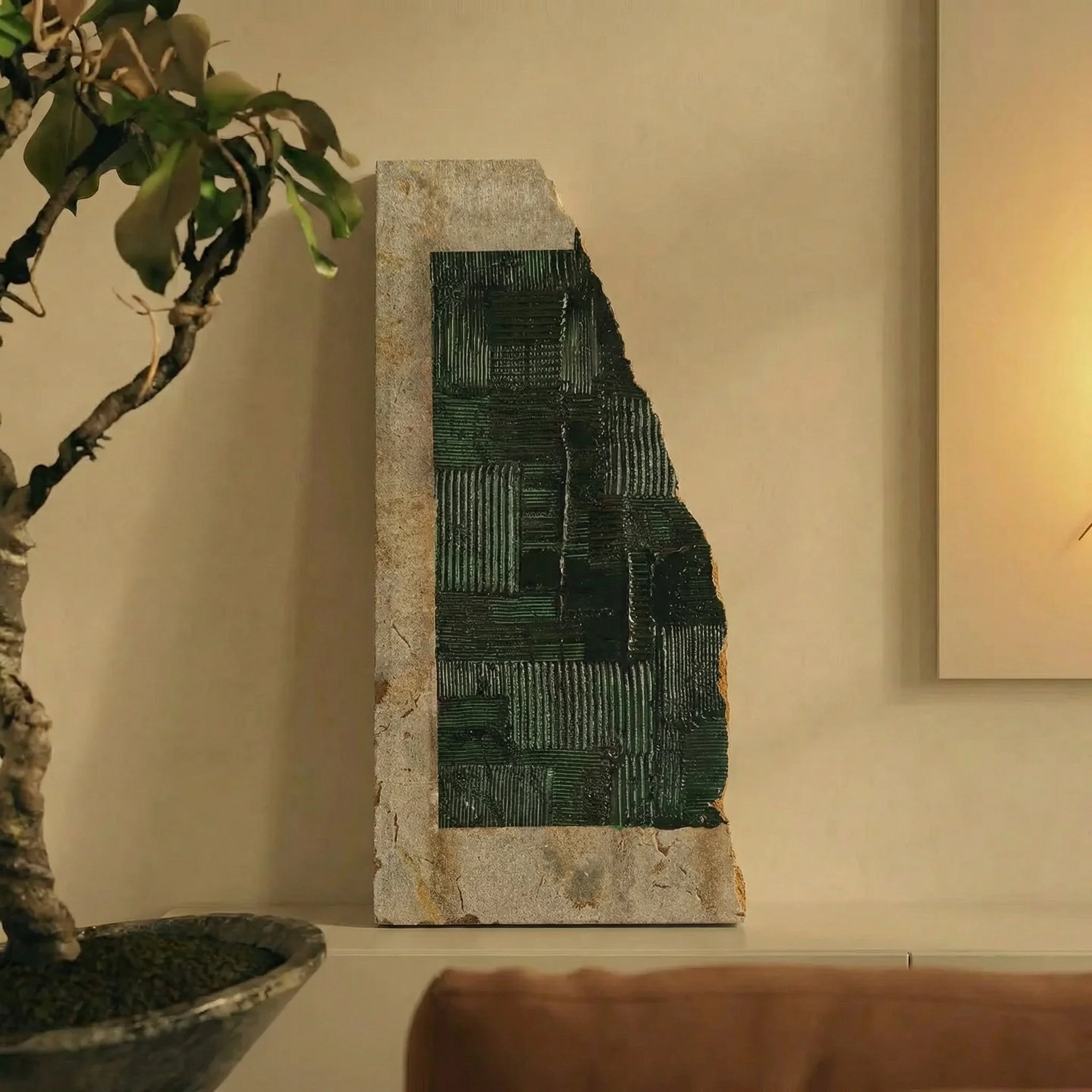 textured art on natural stone