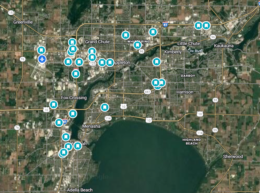 Map of snow customer locations.