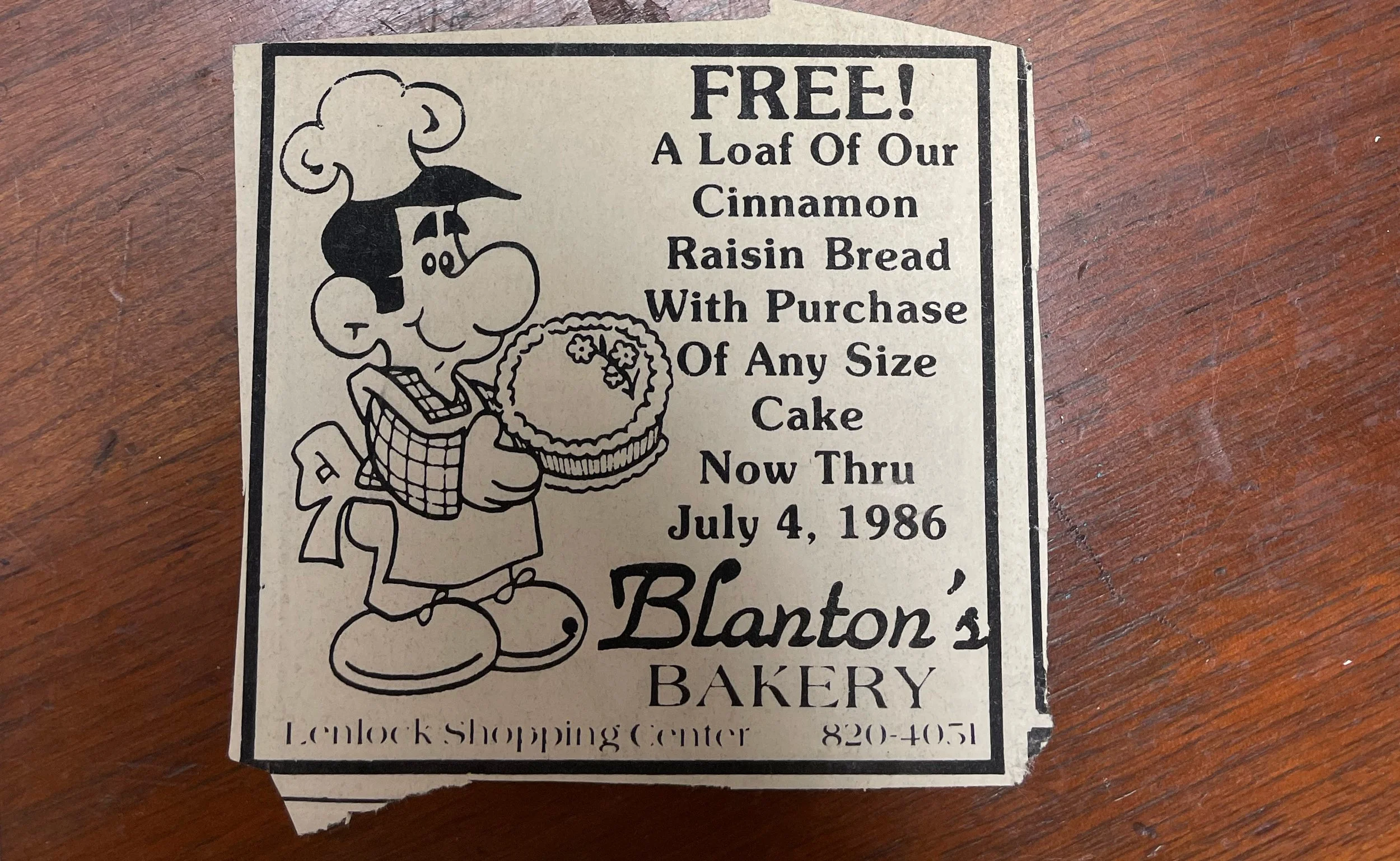 Vintage Ad for Blanton's Bakery