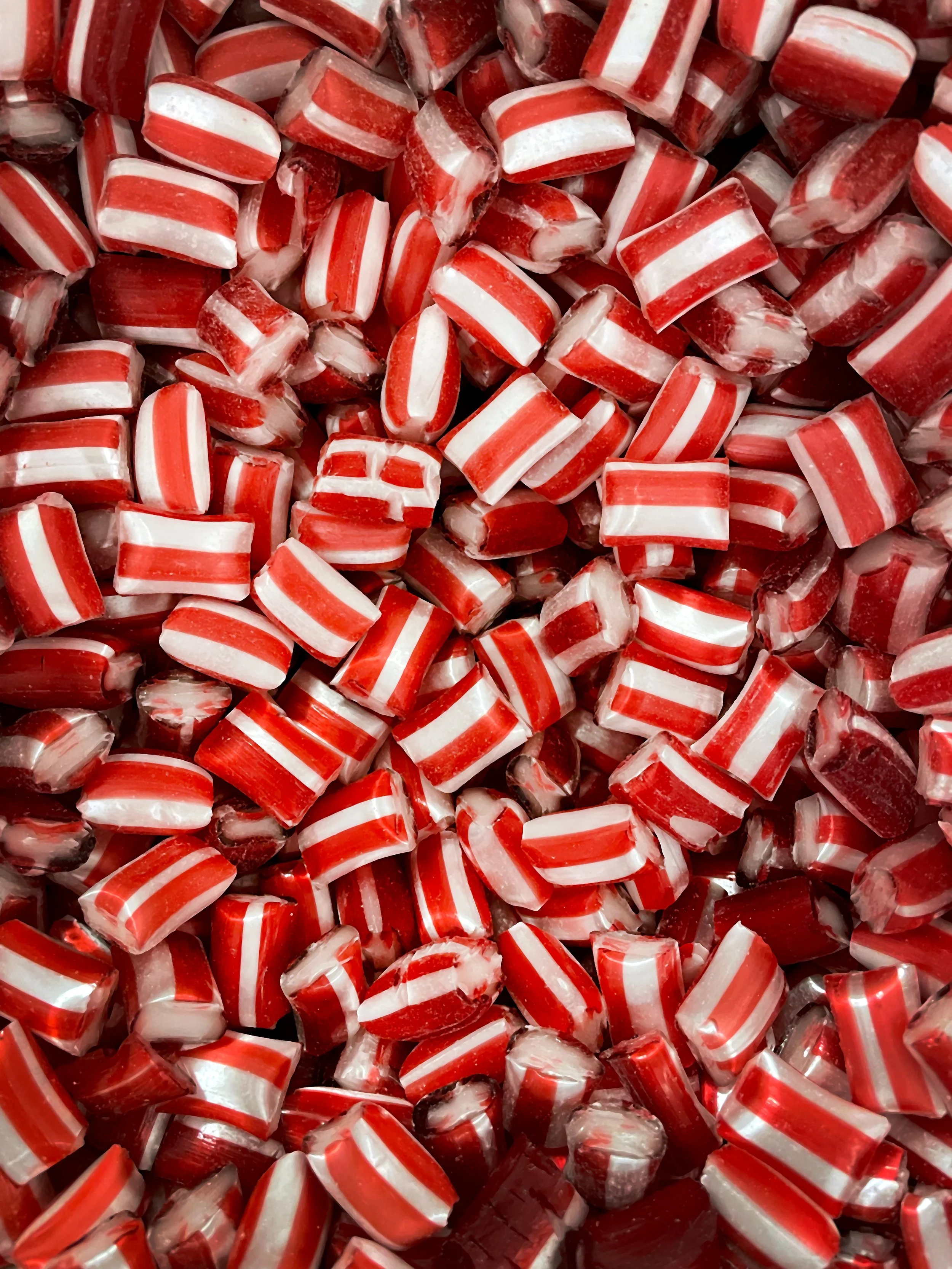 Red and White Peppermint Puff Candy Photo
