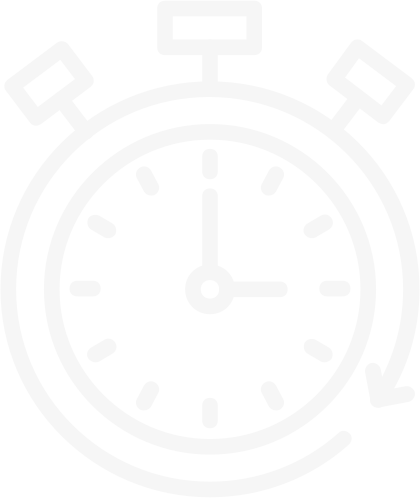 Black and white illustration of a stopwatch clock showing 3:00 with a circular arrow around it.