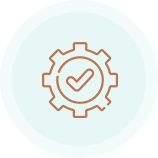 Icon of a gear with a checkmark inside, representing settings or approval.