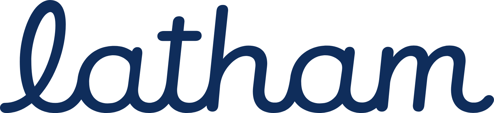 The word "Latham" in dark blue cursive font.