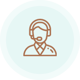 Icon of a customer support representative with a headset