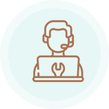 Icon of a customer support representative wearing a headset