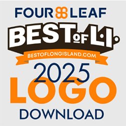 Four Leaf logo with text 'Best of L.I.P. 2025 Logo Download' and website bestoflongisland.com