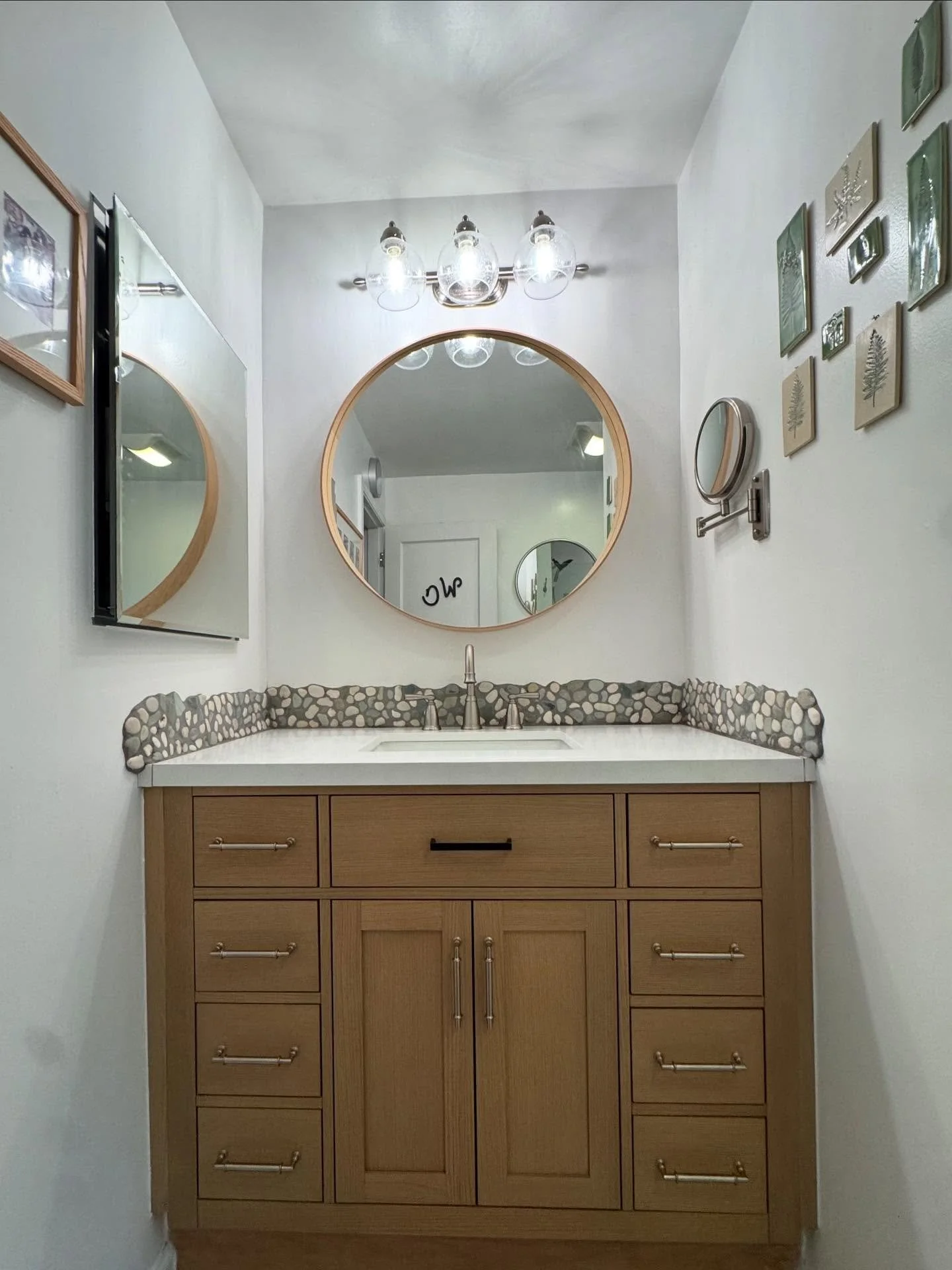 Smooth built-in cabinet with a river rock backsplash we did in Park Hills 

Transform &amp; Maintain your largest asset with a team you can trust! 📲 Reach out today