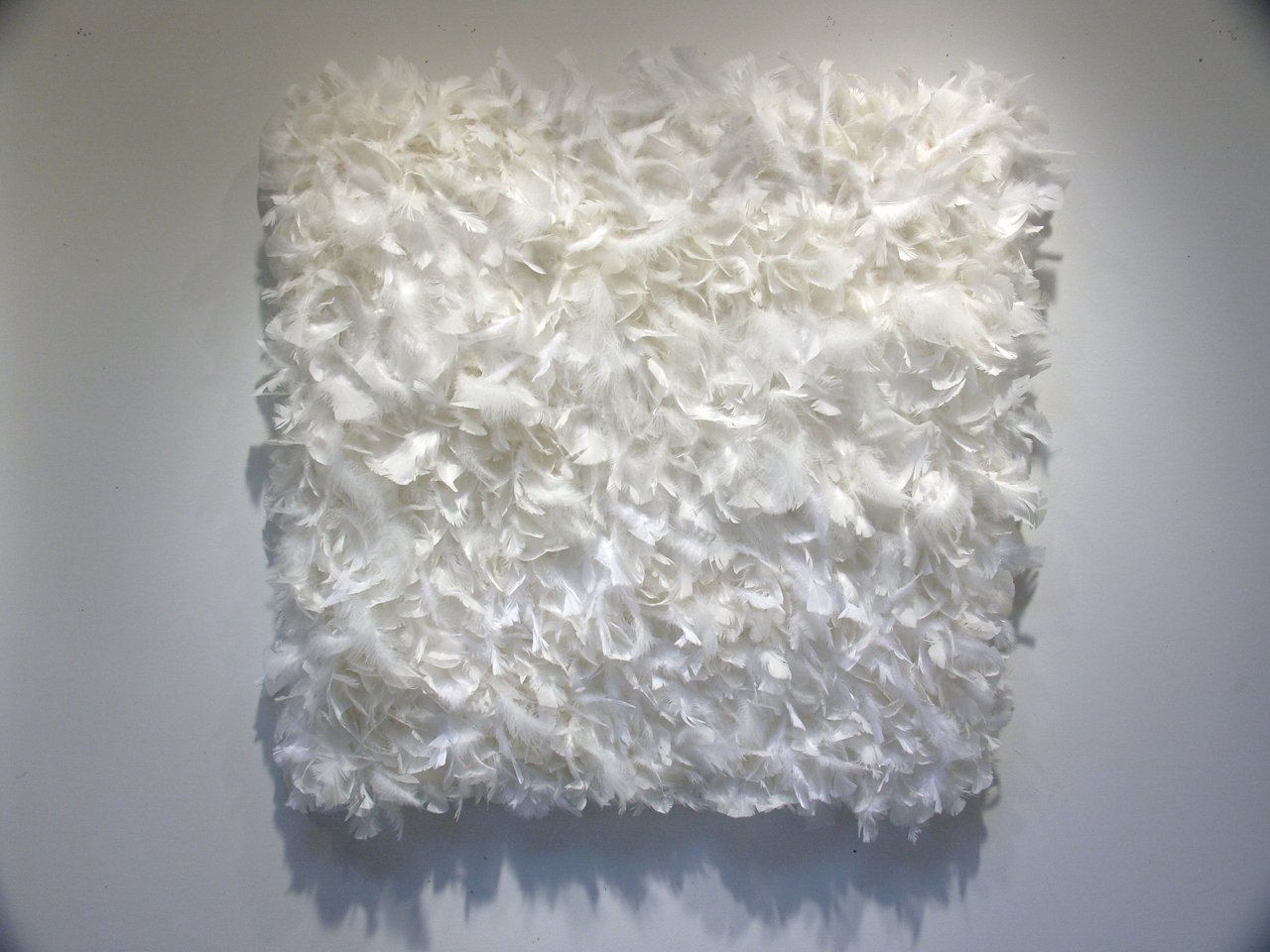 White mixed media feather collage