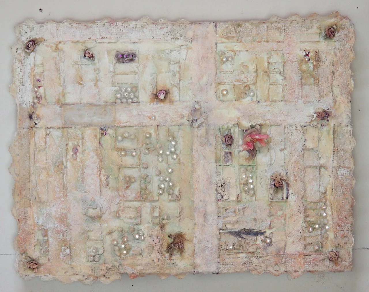 16.5x12.5 Mixed Media Fine Art collage in predominately white shades.  2006