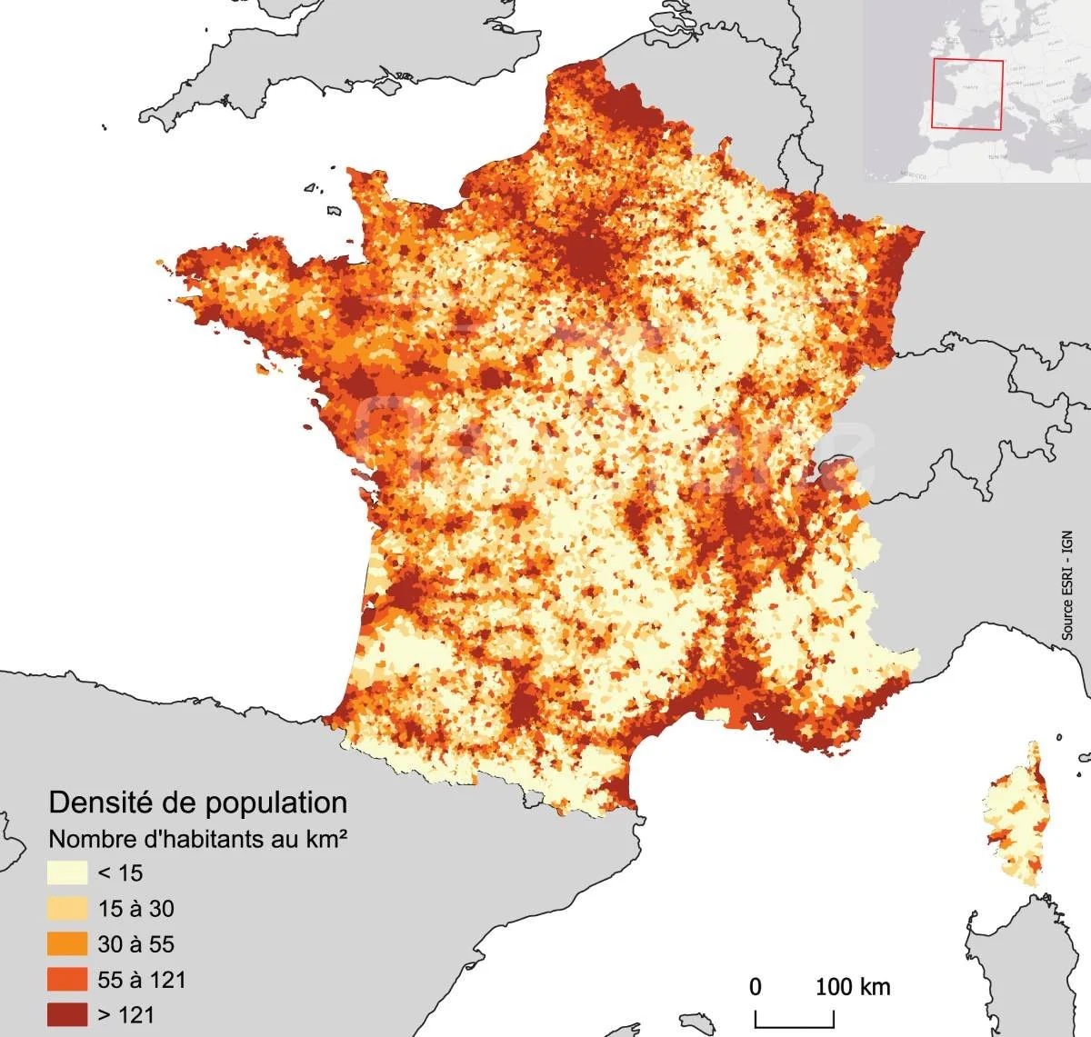 NaoDrone - Géomatique GIS SIG carte densité population France