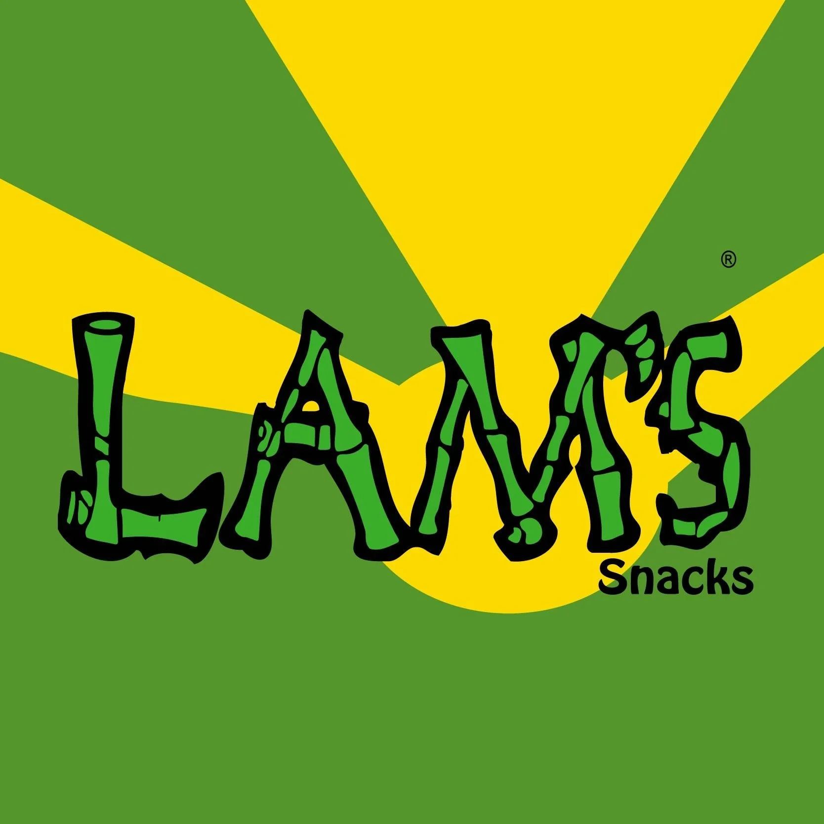 Paquete de snacks de la marca Lava's con diseño en colores verde y amarillo.