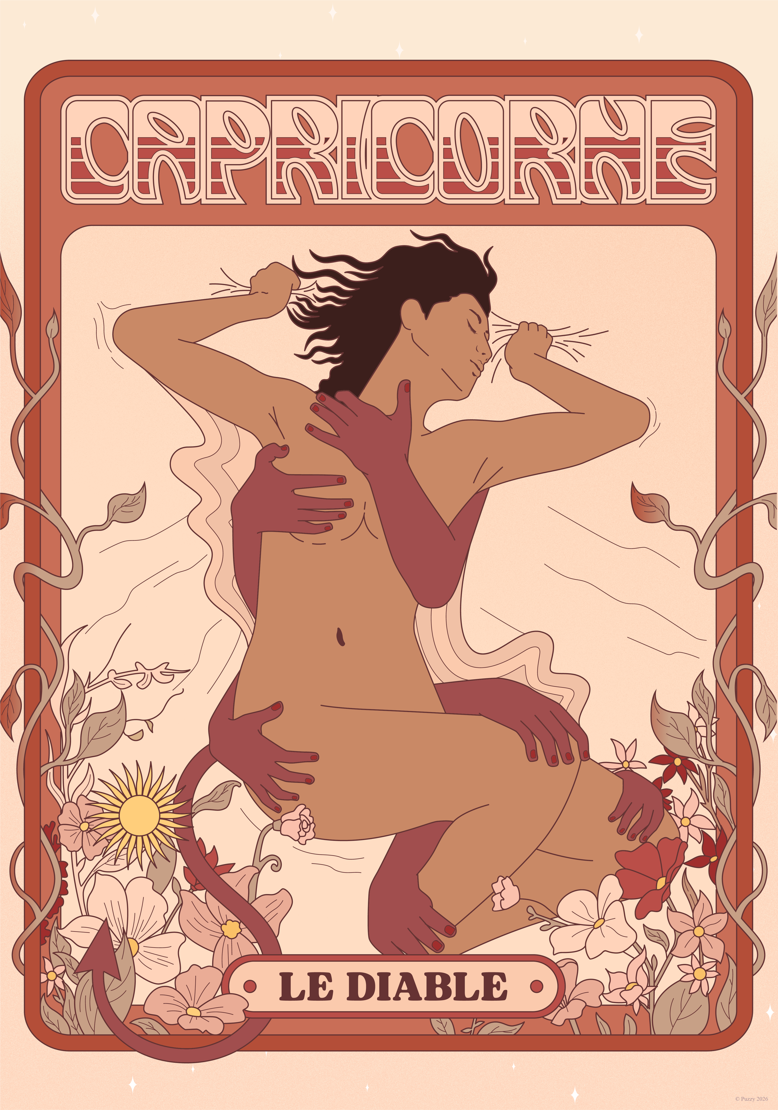 Puzzle érotique Capricorne Le Diable 500 pièces illustration astrologique Puzzy