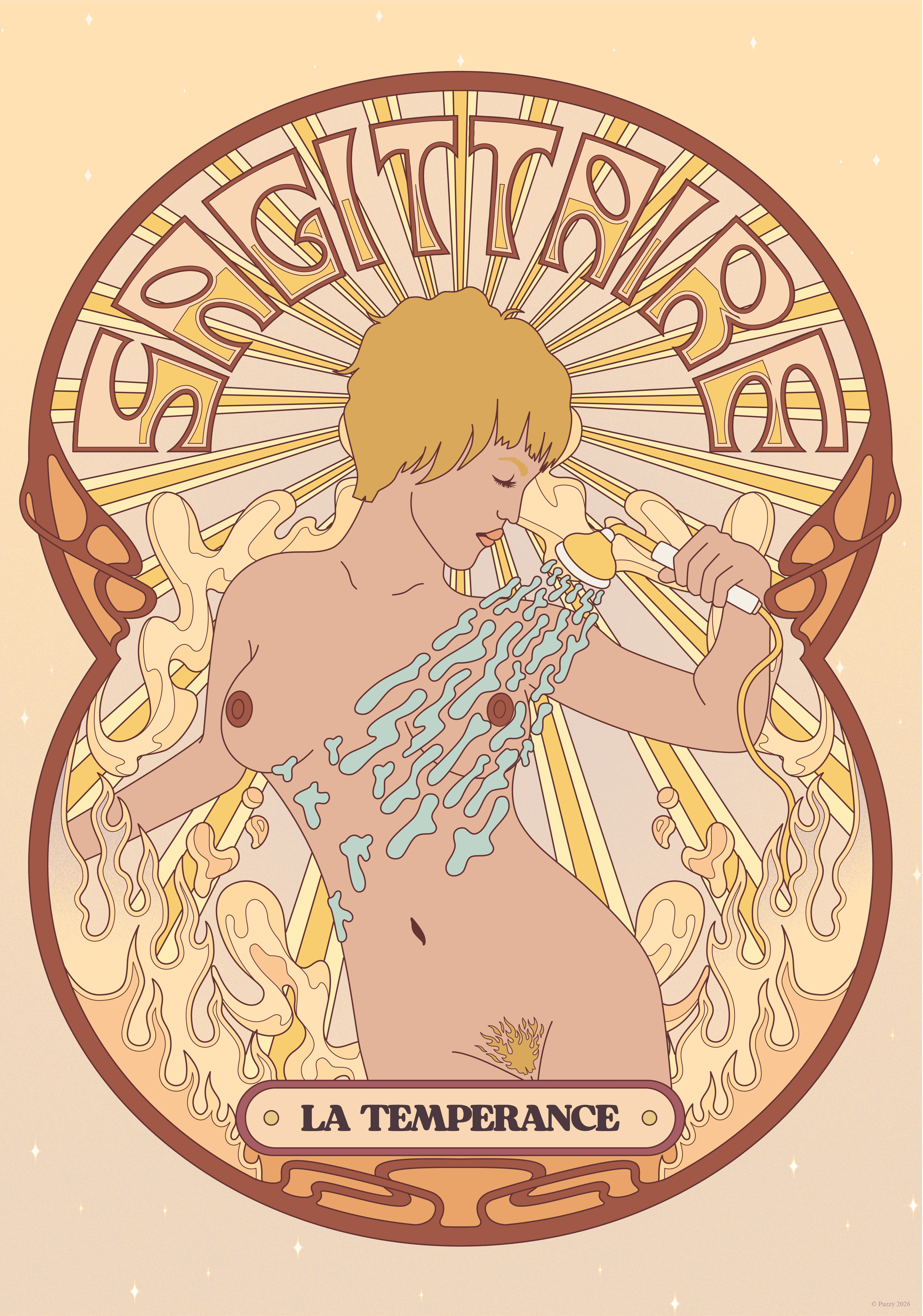 Puzzle érotique Sagittaire La Tempérance 500 pièces illustration astrologique Puzzy
