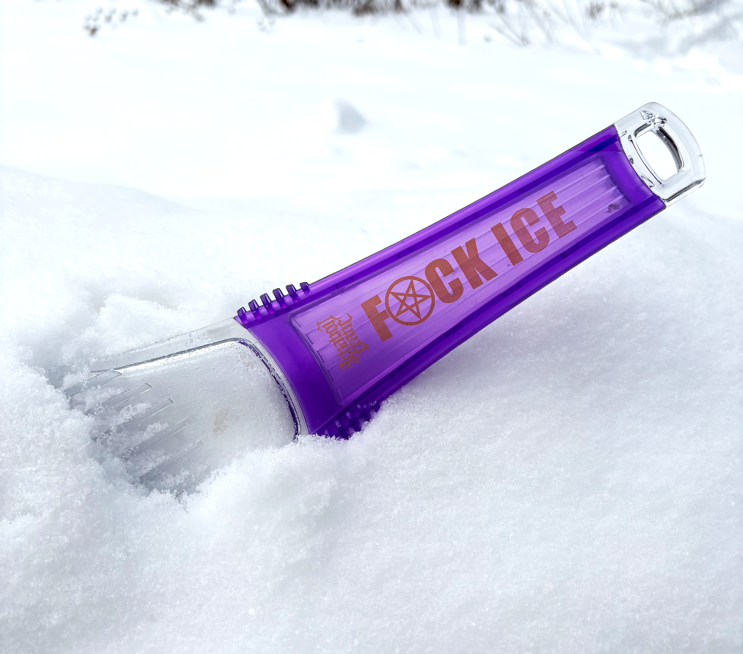 FVCK ICE windshield scraper