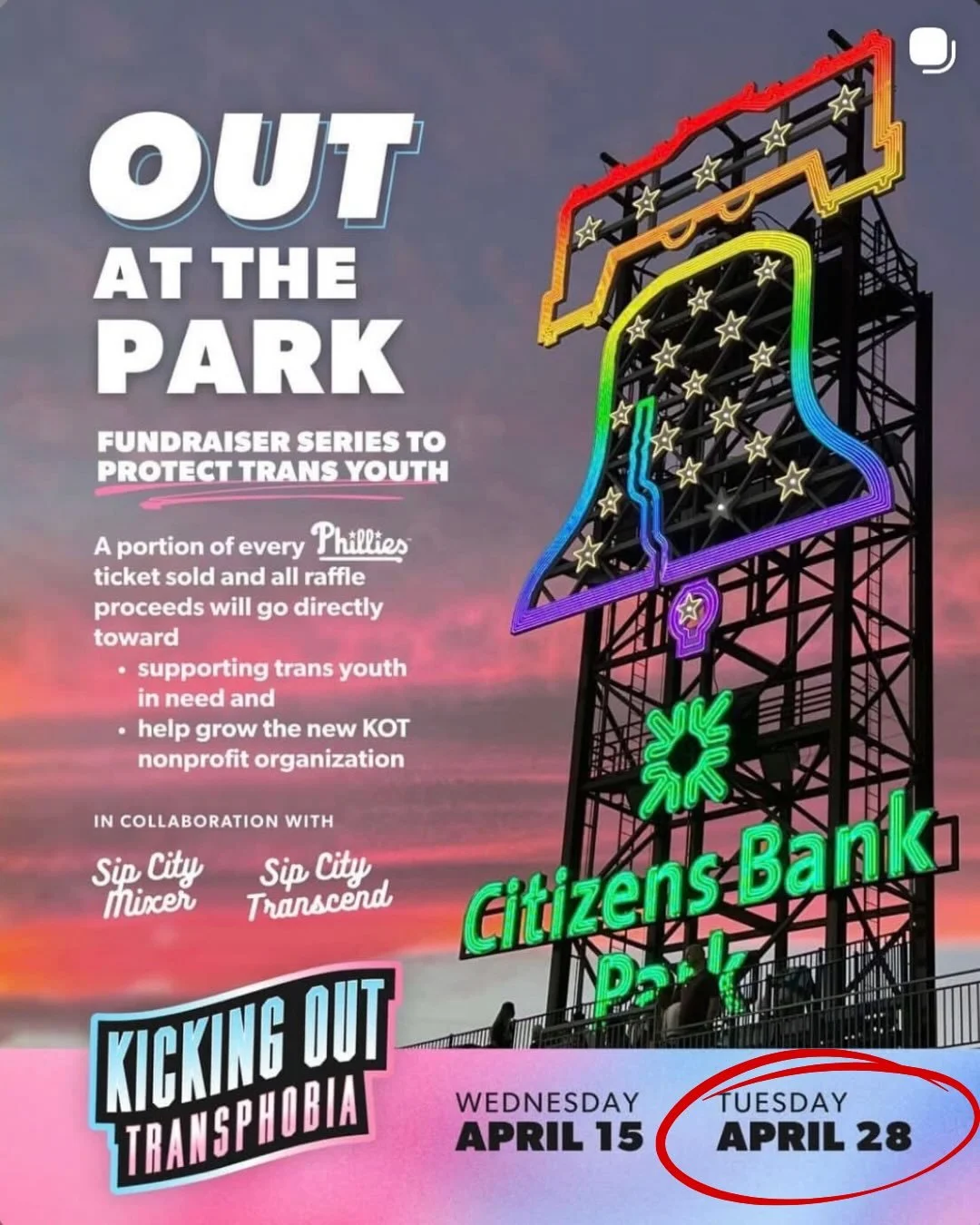 The Telfair Collective Crew + a bunch of local Collingswood Families will be heading to the April 28 Phillies game as part of the Out at the Park Series to support and uplift trans youth.

This event raises funds for organizations working to create s