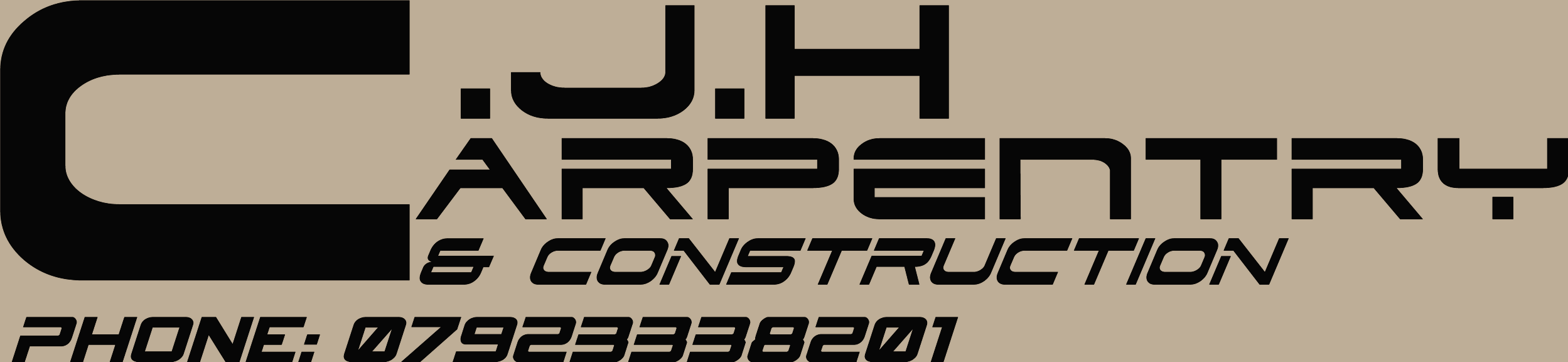 Logo for C.J.H. Carpentry & Construction with a phone number