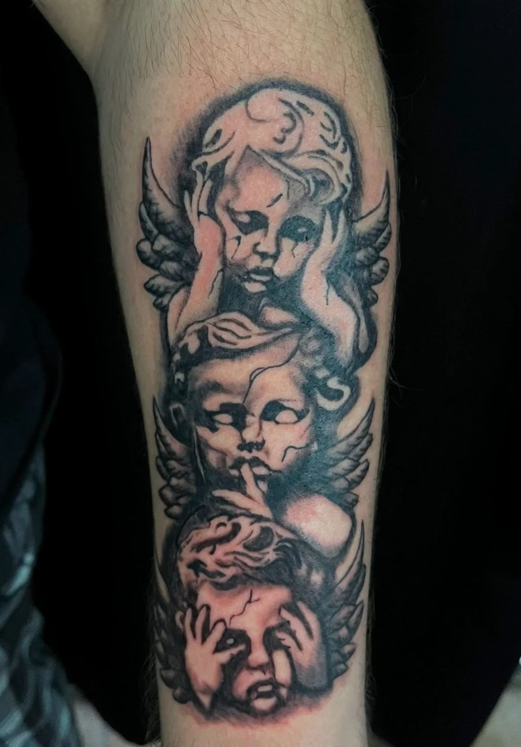 Black and grey angels tattoo