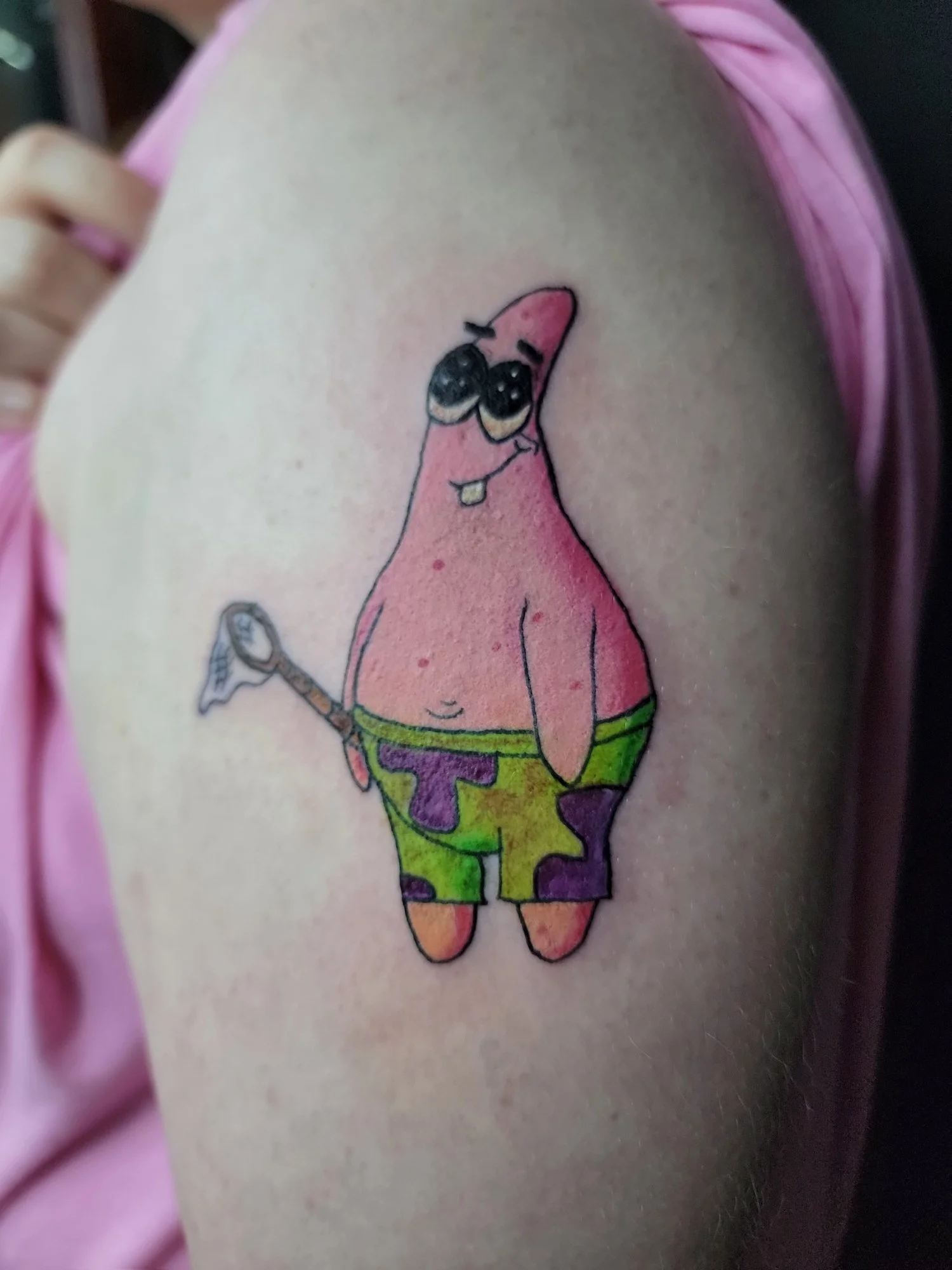 Spongebob Patrick color tattoo