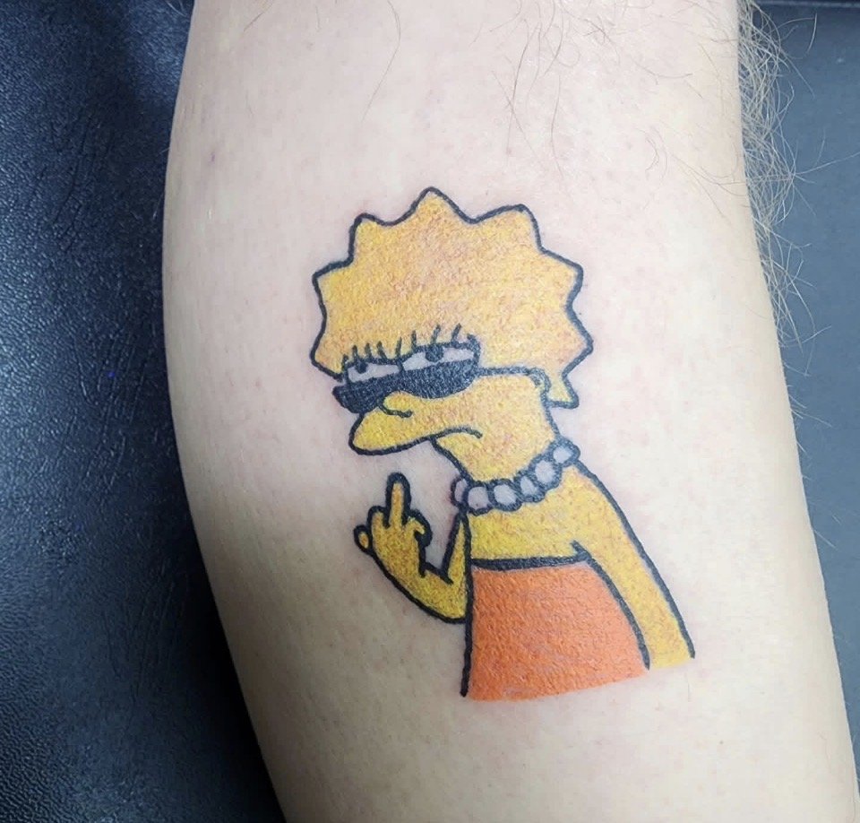 Simpsons Lisa color tattoo